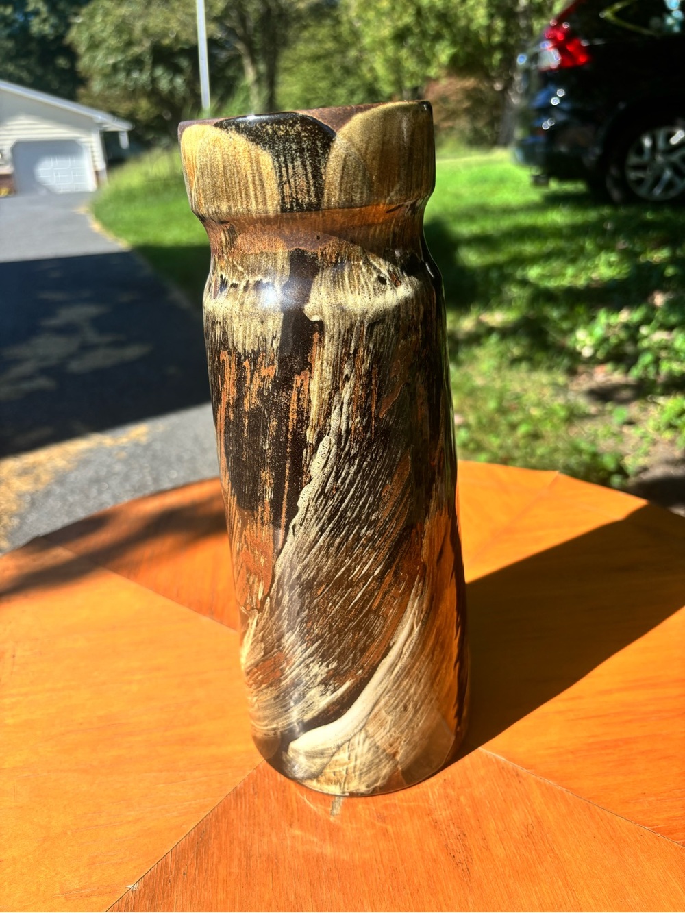 VINTAGE MID-CENTURY MODERN STONEWARE VASE - GLAZED POTTERY CRAFT ROBERT MAXWELL